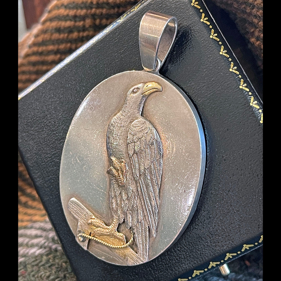 Antique Large Silver Eagle Pendant
