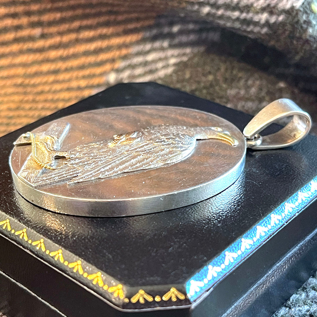 Antique Large Silver Eagle Pendant
