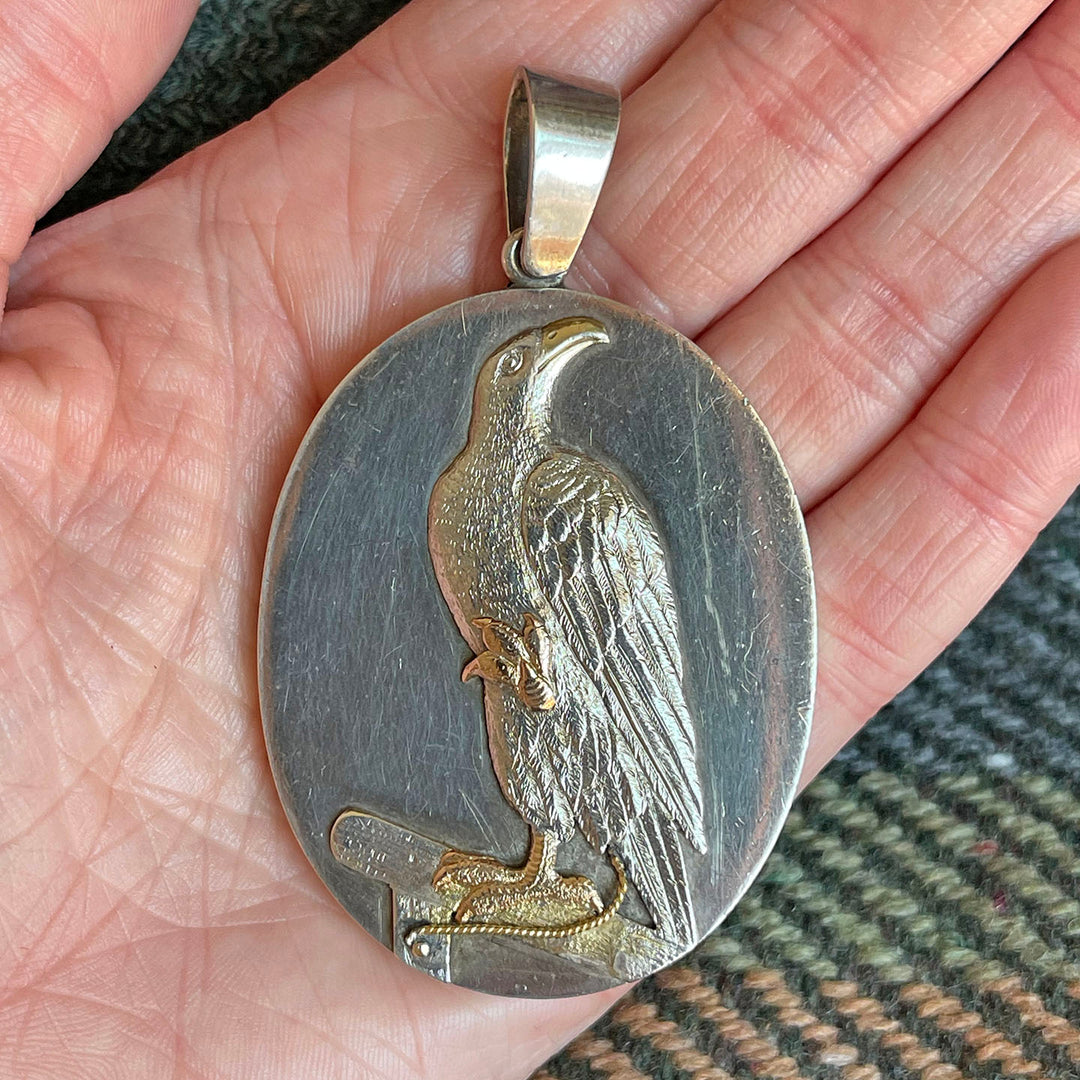 Antique Large Silver Eagle Pendant