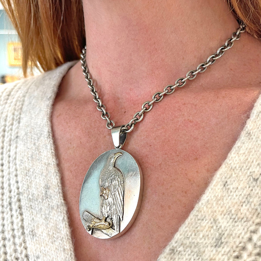 Antique Large Silver Eagle Pendant