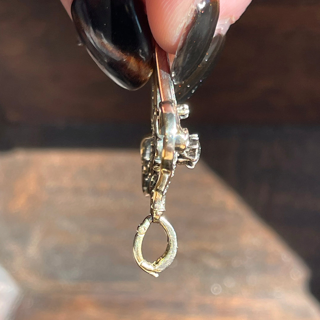 Edwardian Art Nouveau Diamond Pendant in 18K Gold and Silver