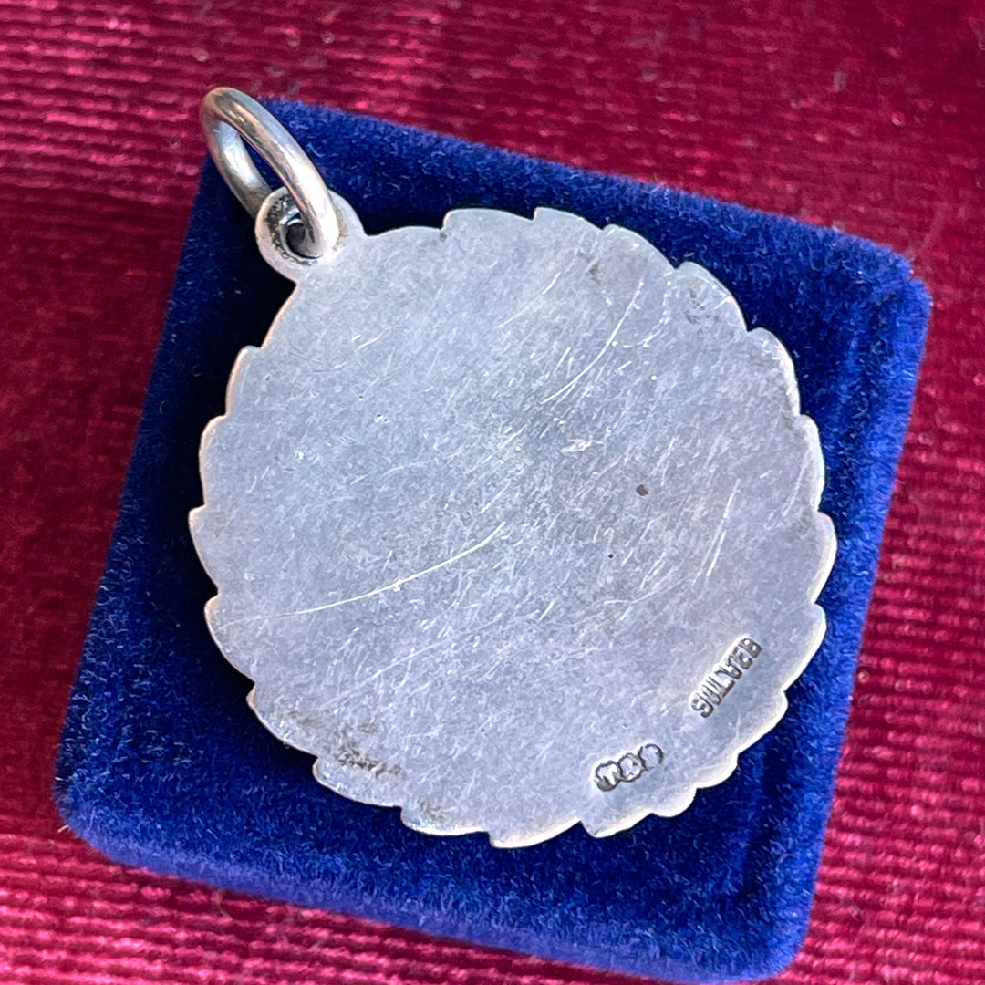 Vintage Silver Dartboard Watch Fob Pendant, England, Circa 1920