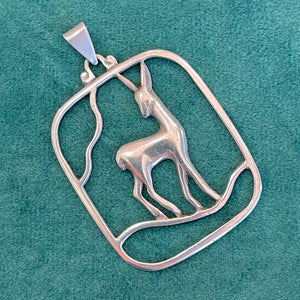 Vintage Scandinavian Silver Deer Pendant Mid-Century