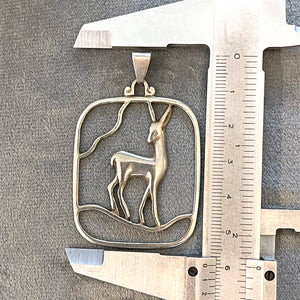 Vintage Scandinavian Silver Deer Pendant Mid-Century