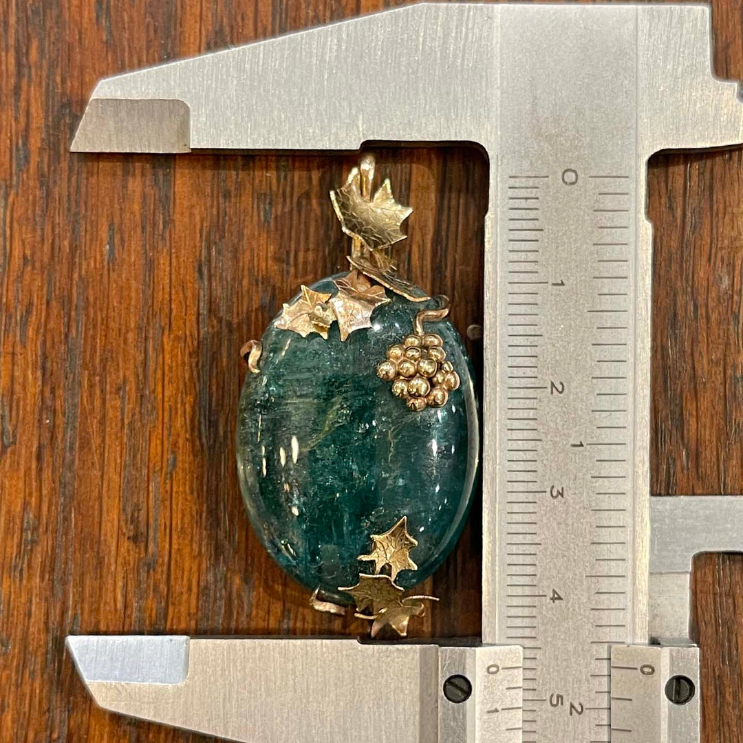 Vintage Boulder Tourmaline Pendant in Gold Frame