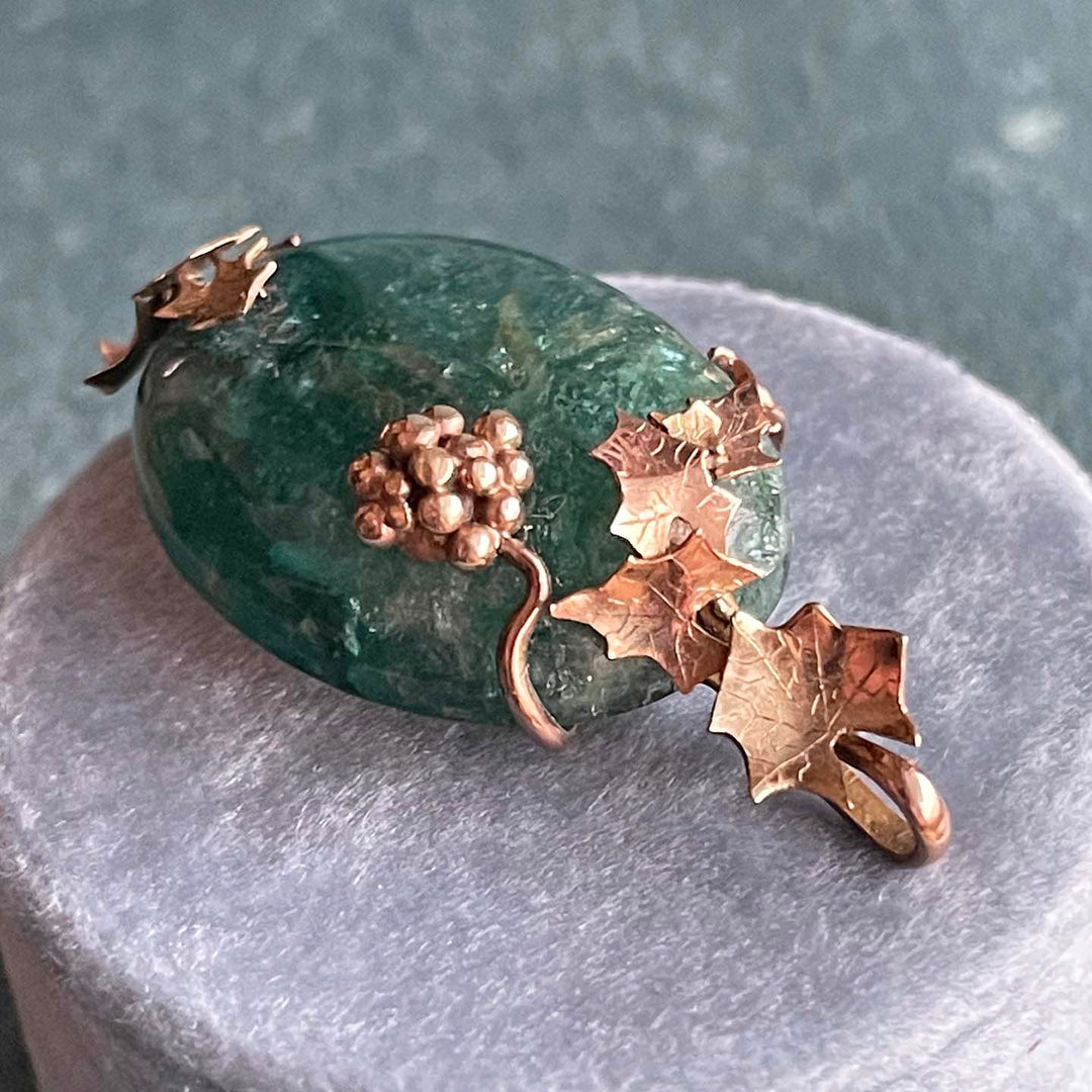Vintage Boulder Tourmaline Pendant in Gold Frame