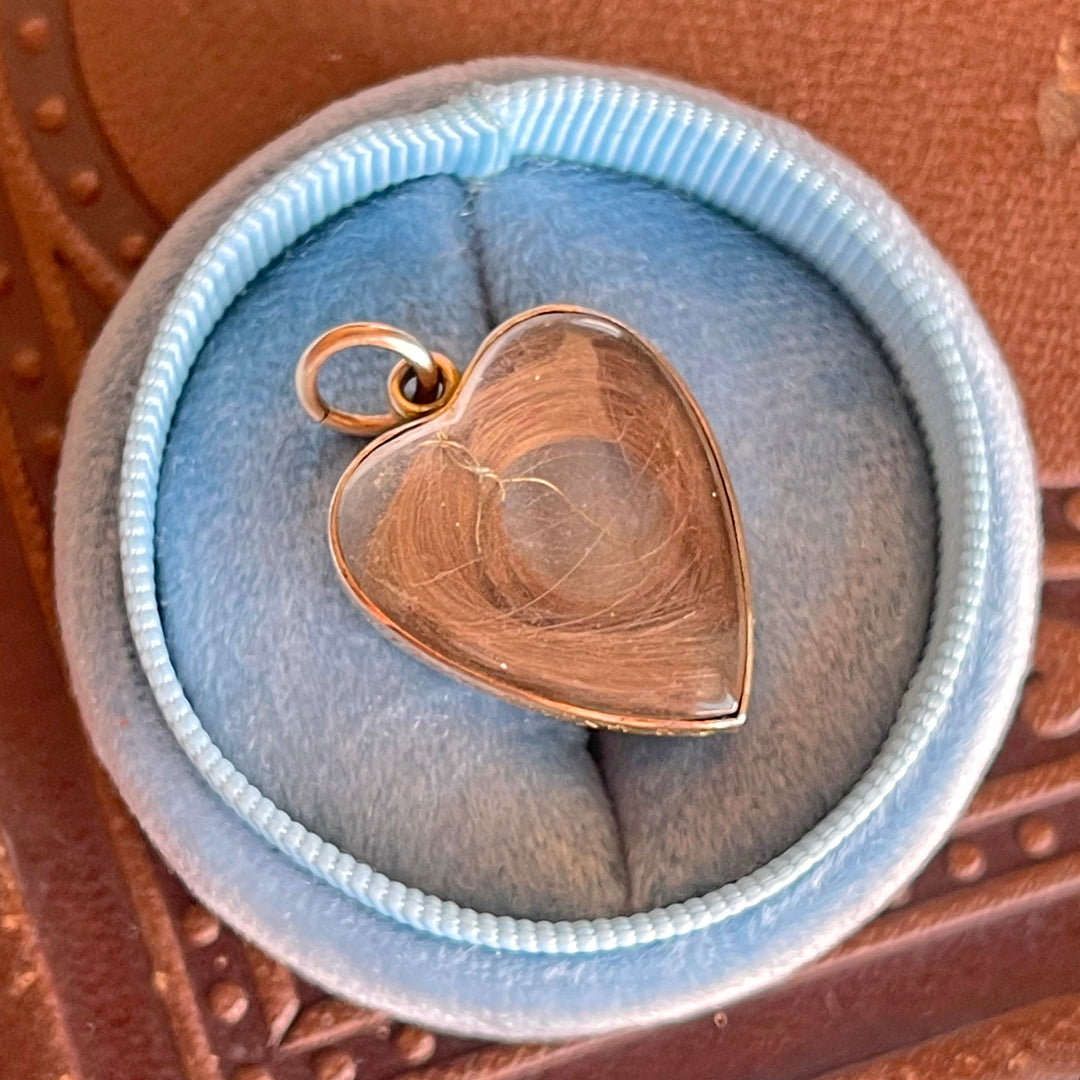 Victorian Memento Mori Rock Crystal Heart Pendant Locket 1897