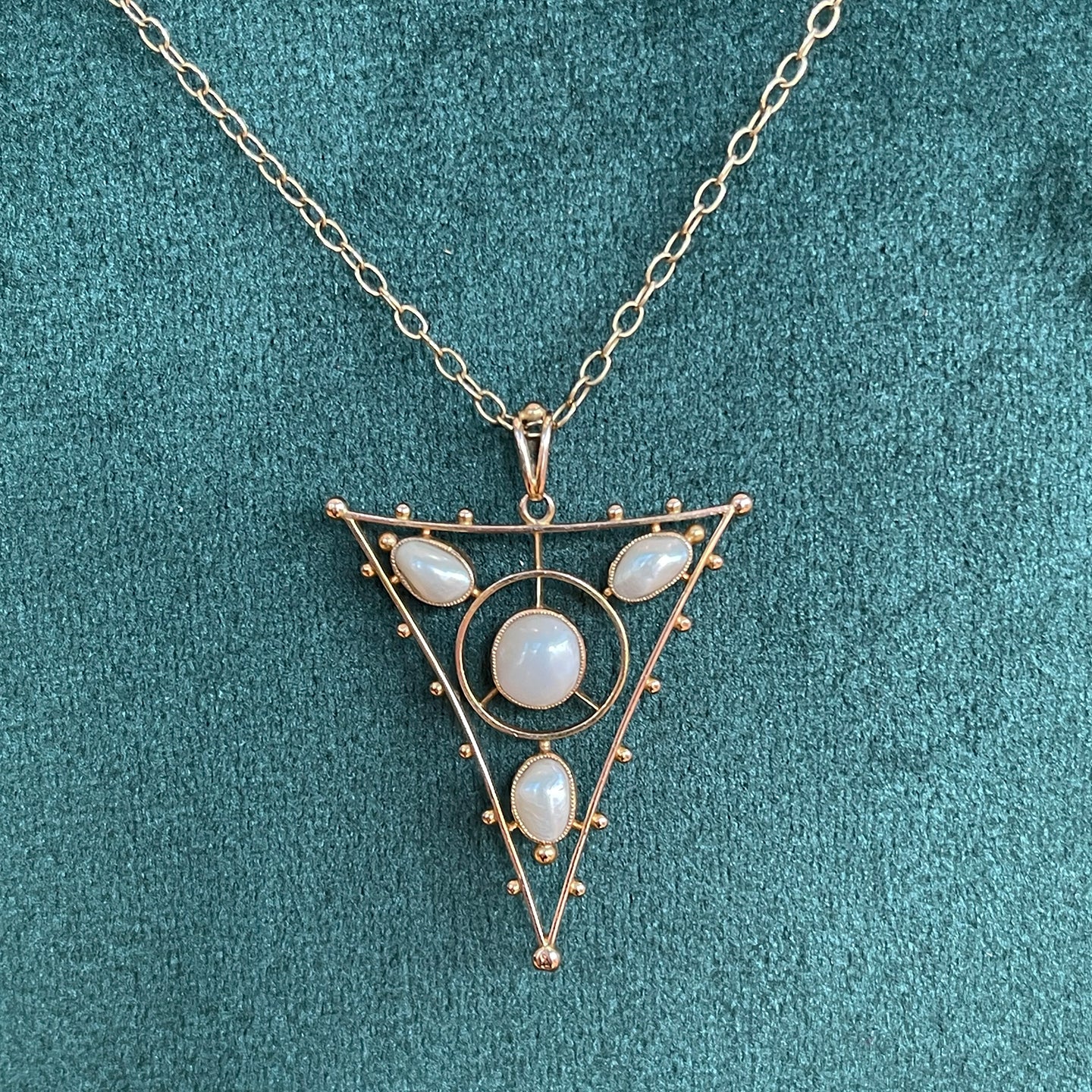 Edwardian Pendant Necklace with Blister Pearls in 9k Gold