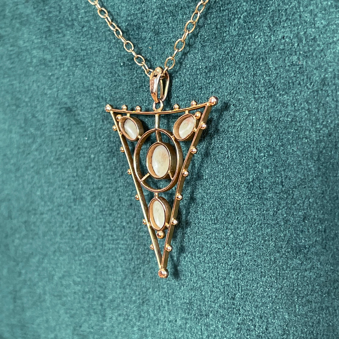 Edwardian Pendant Necklace with Blister Pearls in 9k Gold