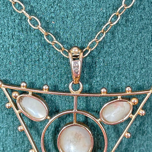 Edwardian Pendant Necklace with Blister Pearls in 9k Gold