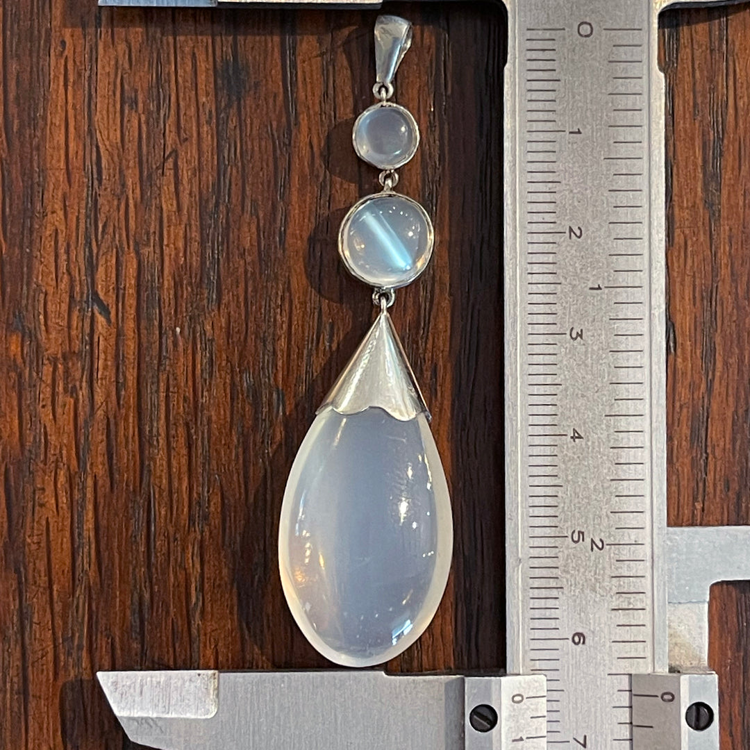 Edwardian Arts and Crafts Moonstone Pendant in Silver