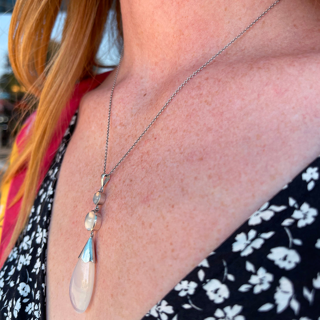 Edwardian Arts and Crafts Moonstone Pendant in Silver