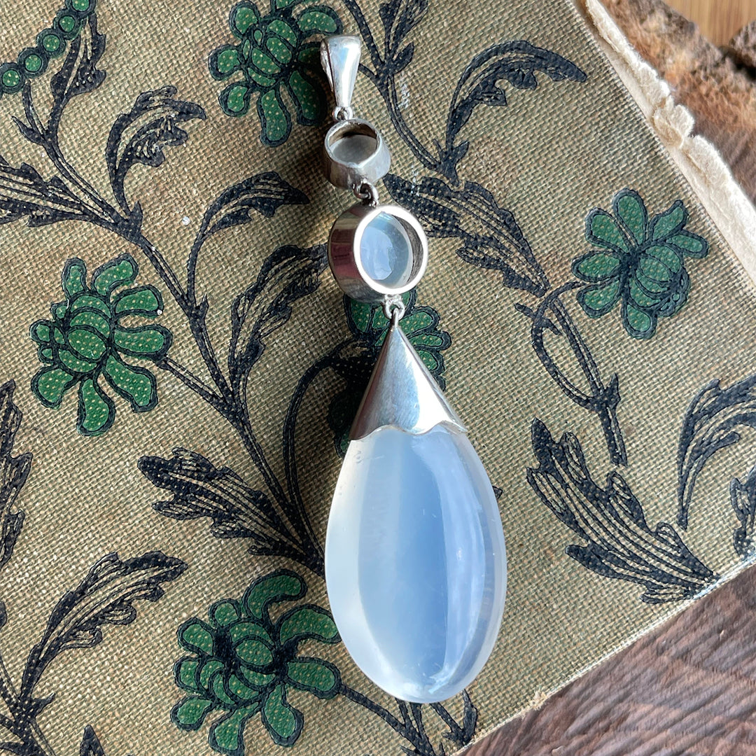 Edwardian Arts and Crafts Moonstone Pendant in Silver