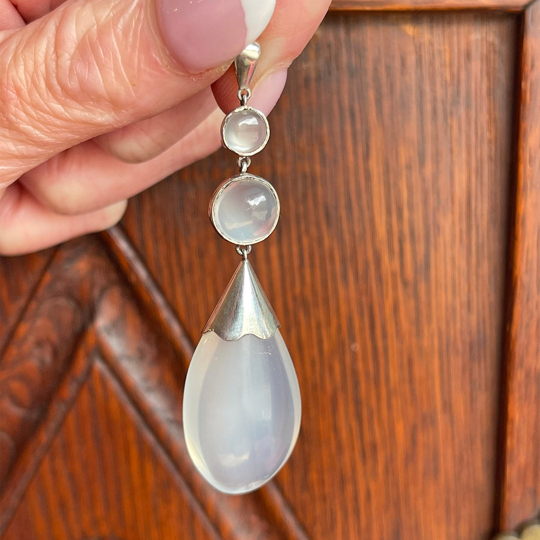 Edwardian Arts and Crafts Moonstone Pendant in Silver