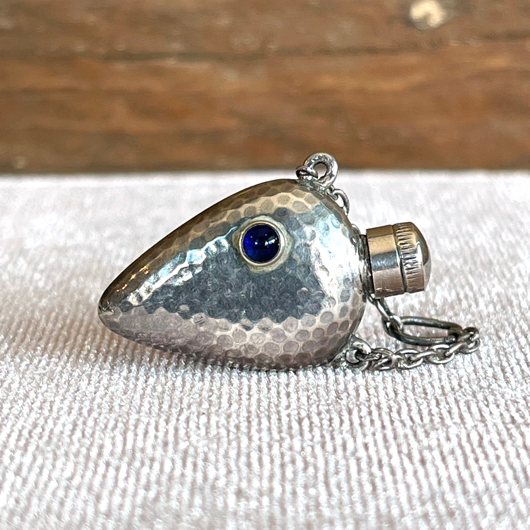 Antique Hammered Silver Perfume Bottle Pendant