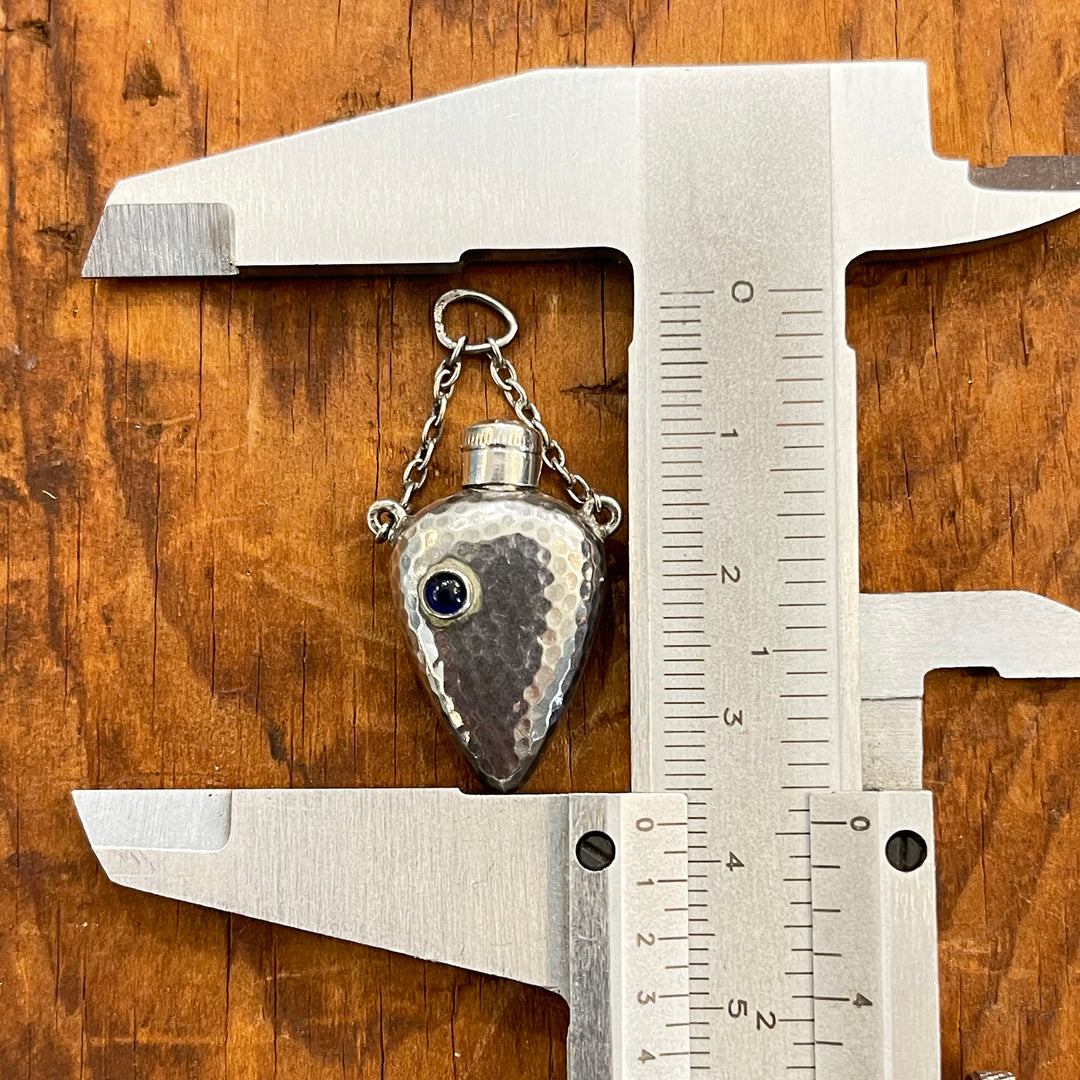 Antique Hammered Silver Perfume Bottle Pendant