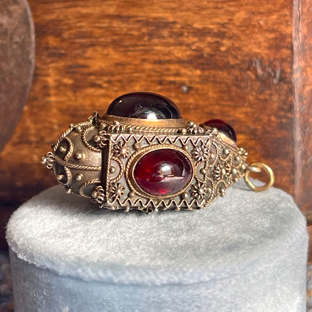 Antique Italian Silver Gilt Garnet Pendant