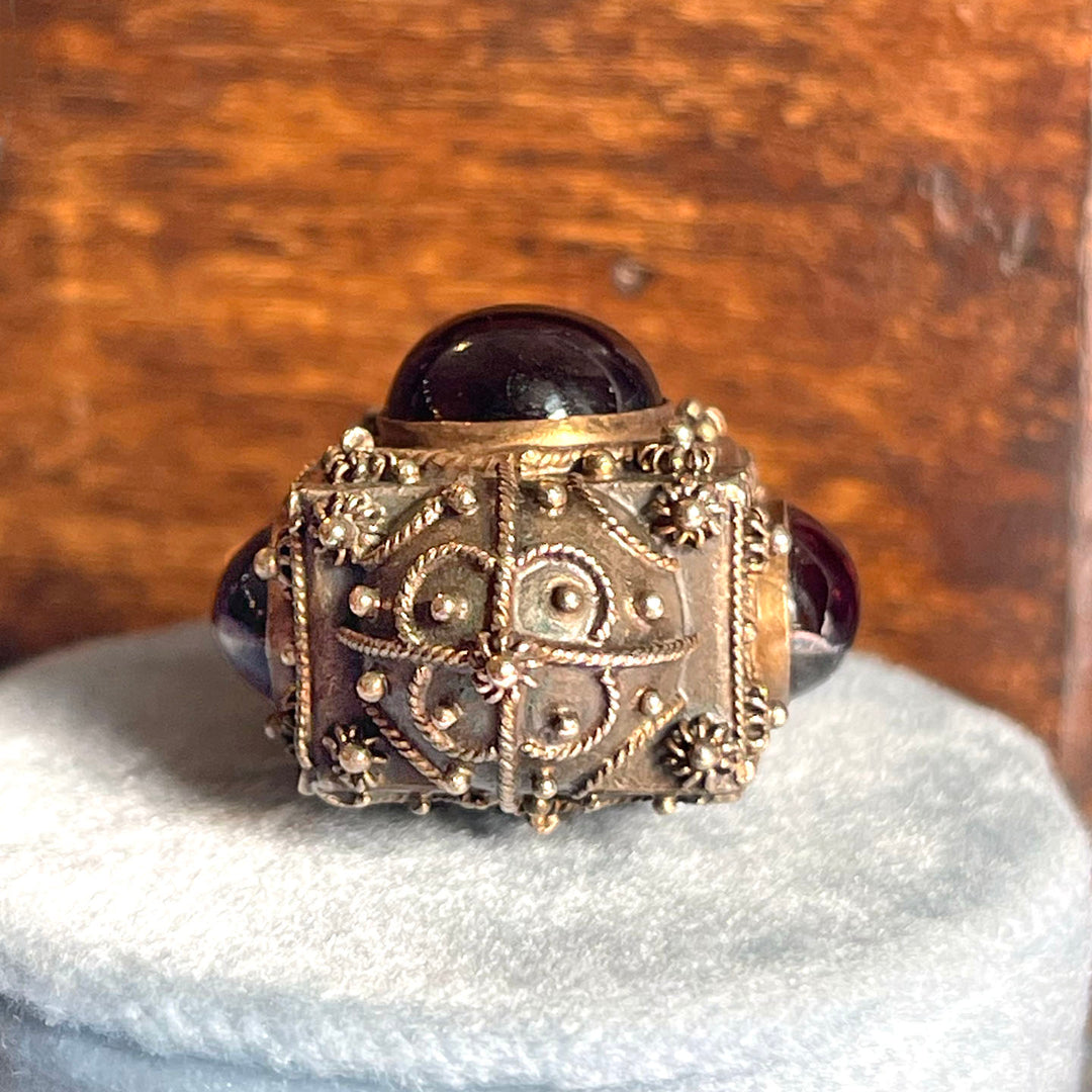 Antique Italian Silver Gilt Garnet Pendant