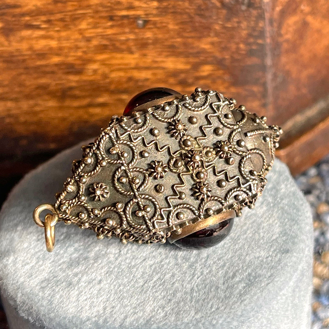 Antique Italian Silver Gilt Garnet Pendant
