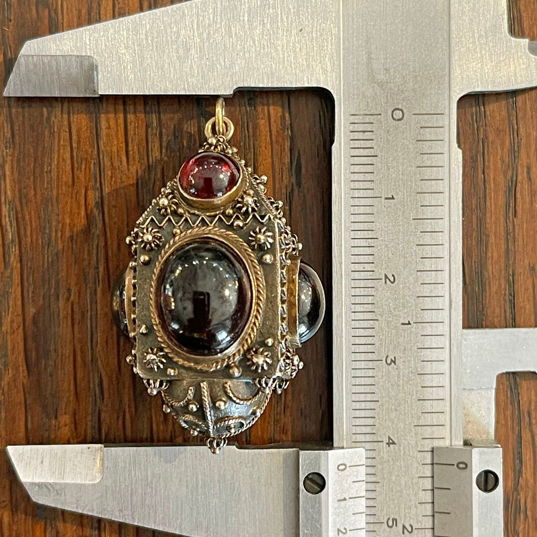 Antique Italian Silver Gilt Garnet Pendant