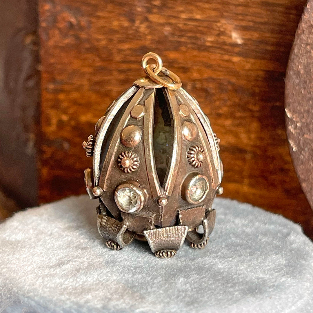 Antique Italian Aquamarine and Silver Pendant