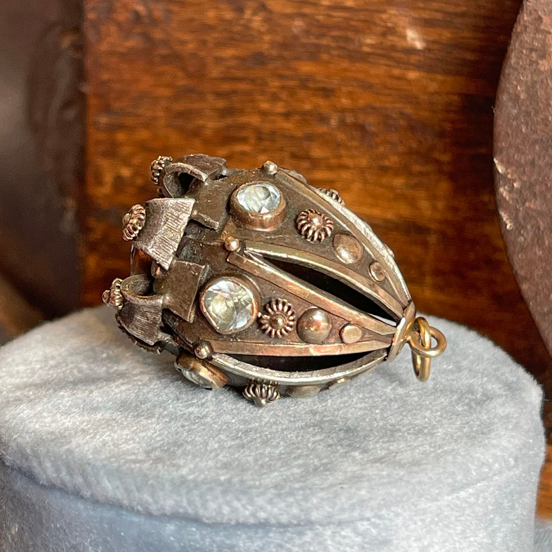 Antique Italian Aquamarine and Silver Pendant