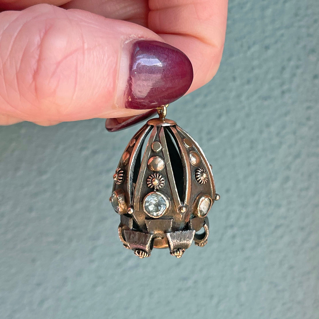 Antique Italian Aquamarine and Silver Pendant