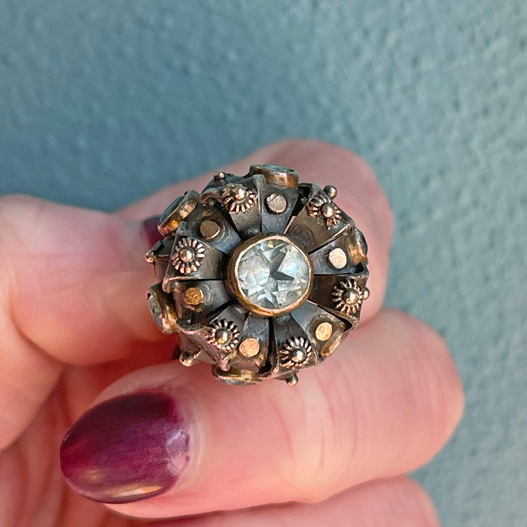 Antique Italian Aquamarine and Silver Pendant