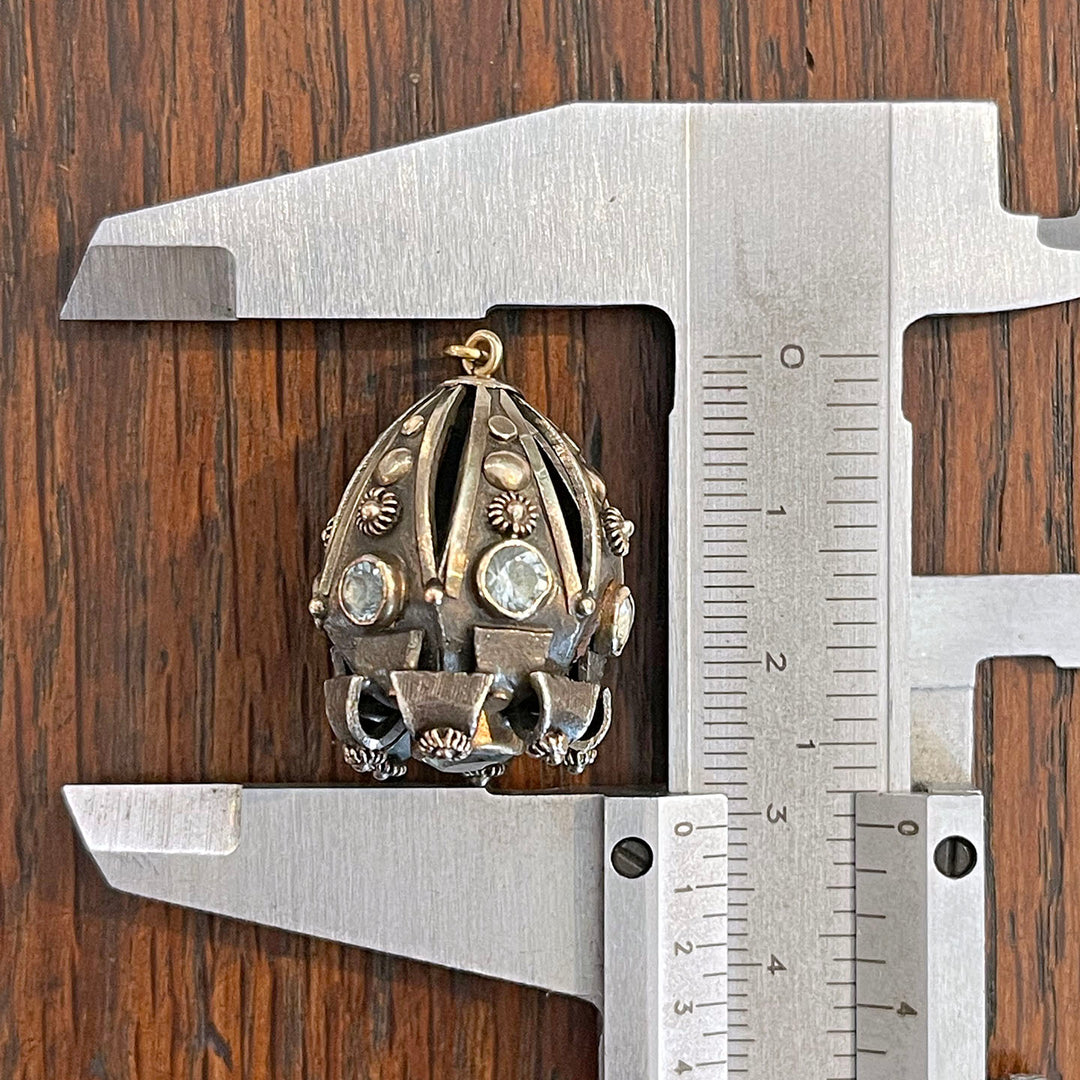 Antique Italian Aquamarine and Silver Pendant
