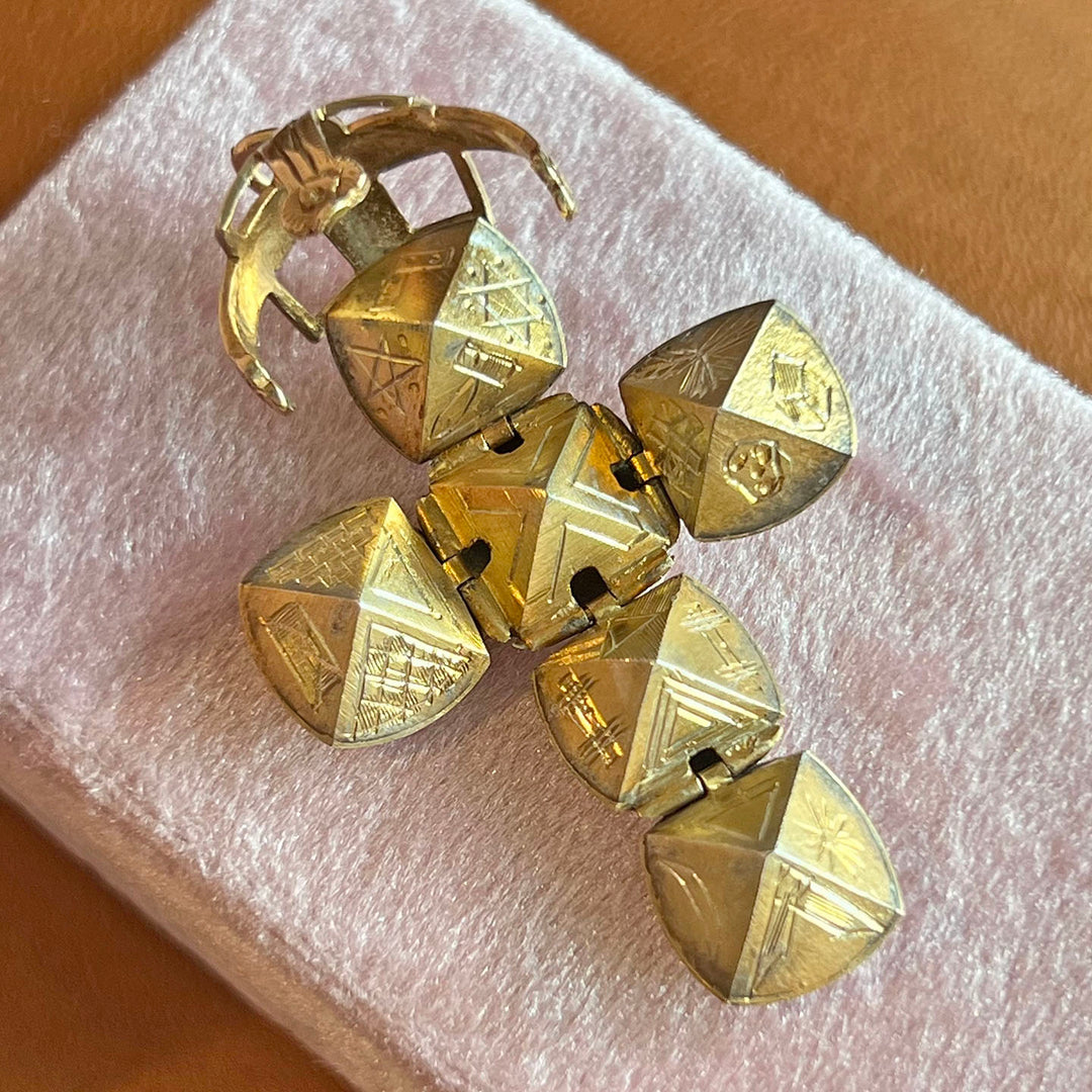 Antique Victorian Gold Masonic Ball Pendant c. 1900
