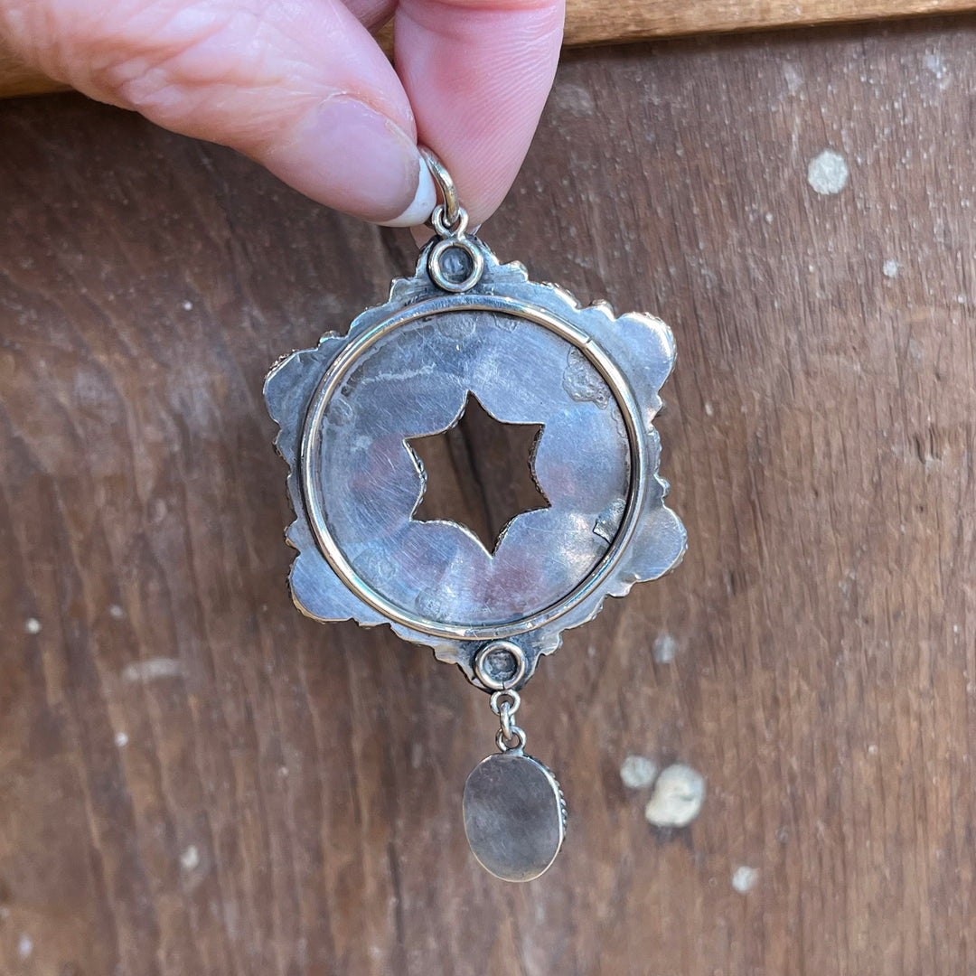Antiques Silver Multicolor Agate Drop Pendant