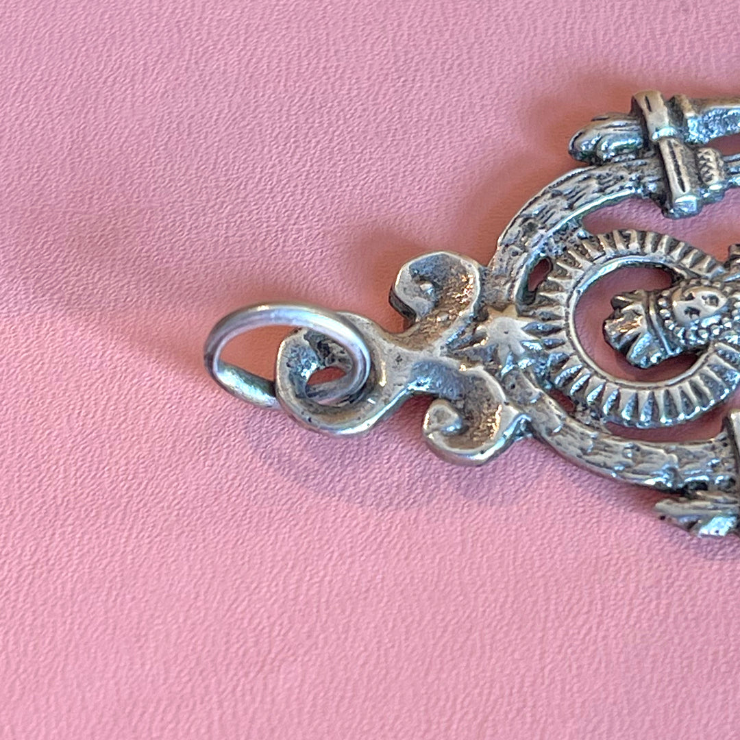 Silver Engraved Pierced Pendant of Virgen del Sagrario, Patron Saint of Toledo