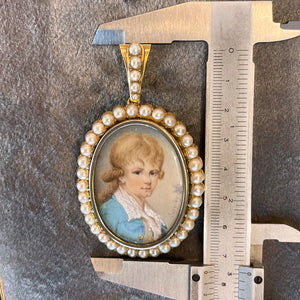 Georgian Charles Horsfall Portrait Gold and Pearl Pendant Brooch