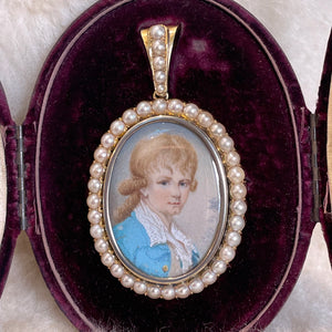 Georgian Charles Horsfall Portrait Gold and Pearl Pendant Brooch