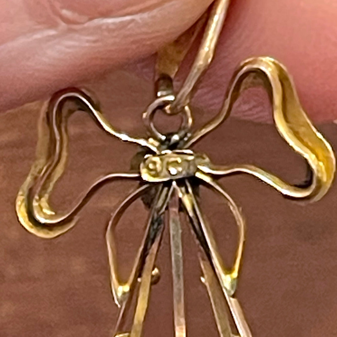 Edwardian Turquoise Pearl Drop Pendant Gold