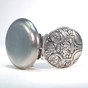 Antique European Silver Locket Pendant Compact or Pill Box