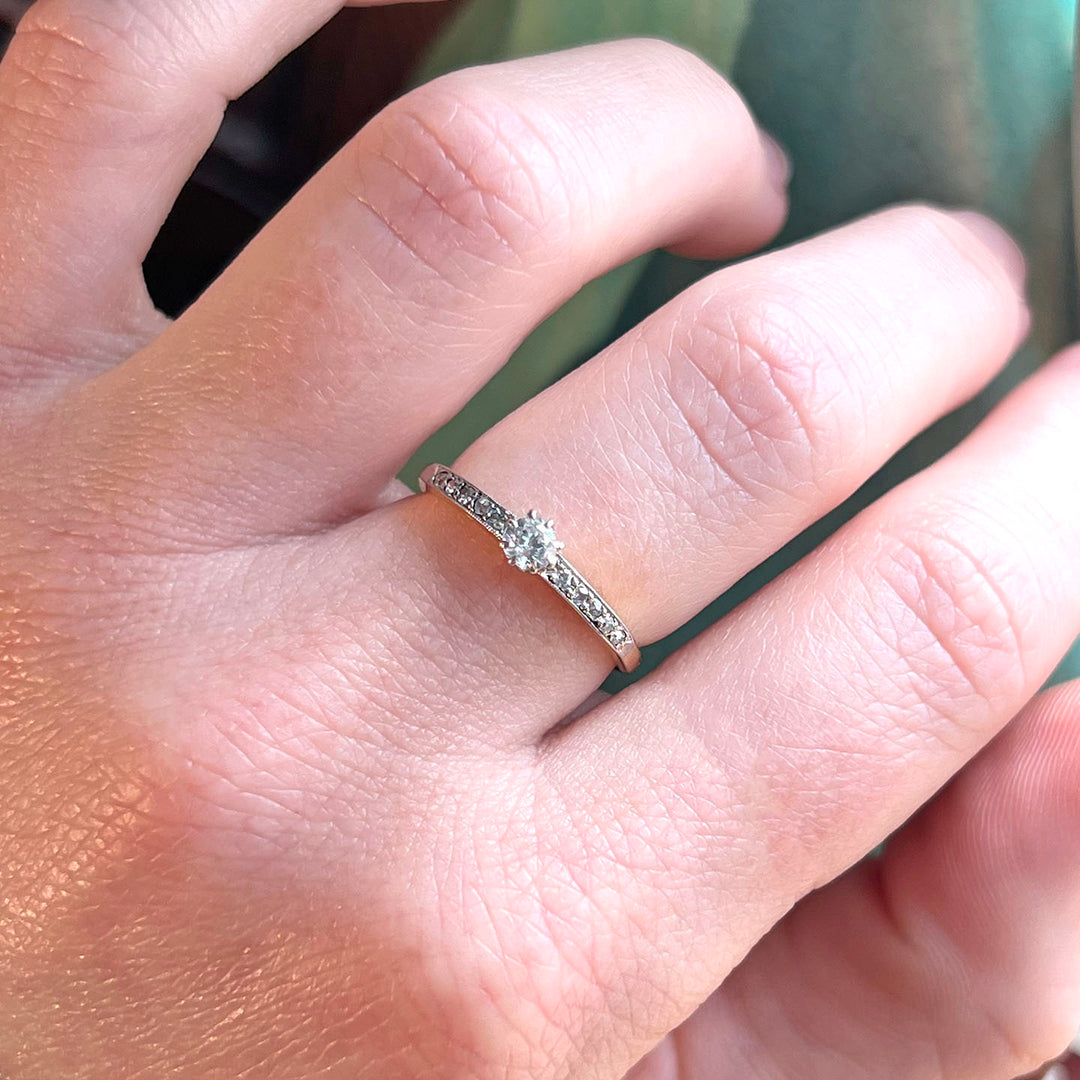 Antique Edwardian Old European Cut Diamond Ring 18k Platinum