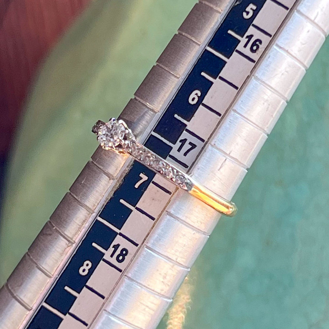 Antique Edwardian Old European Cut Diamond Ring 18k Platinum
