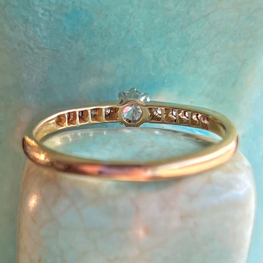 Antique Edwardian Old European Cut Diamond Ring 18k Platinum