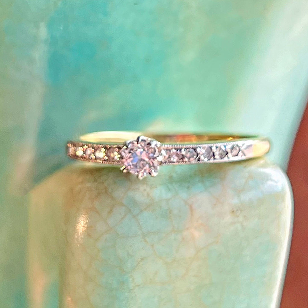 Antique Edwardian Old European Cut Diamond Ring 18k Platinum