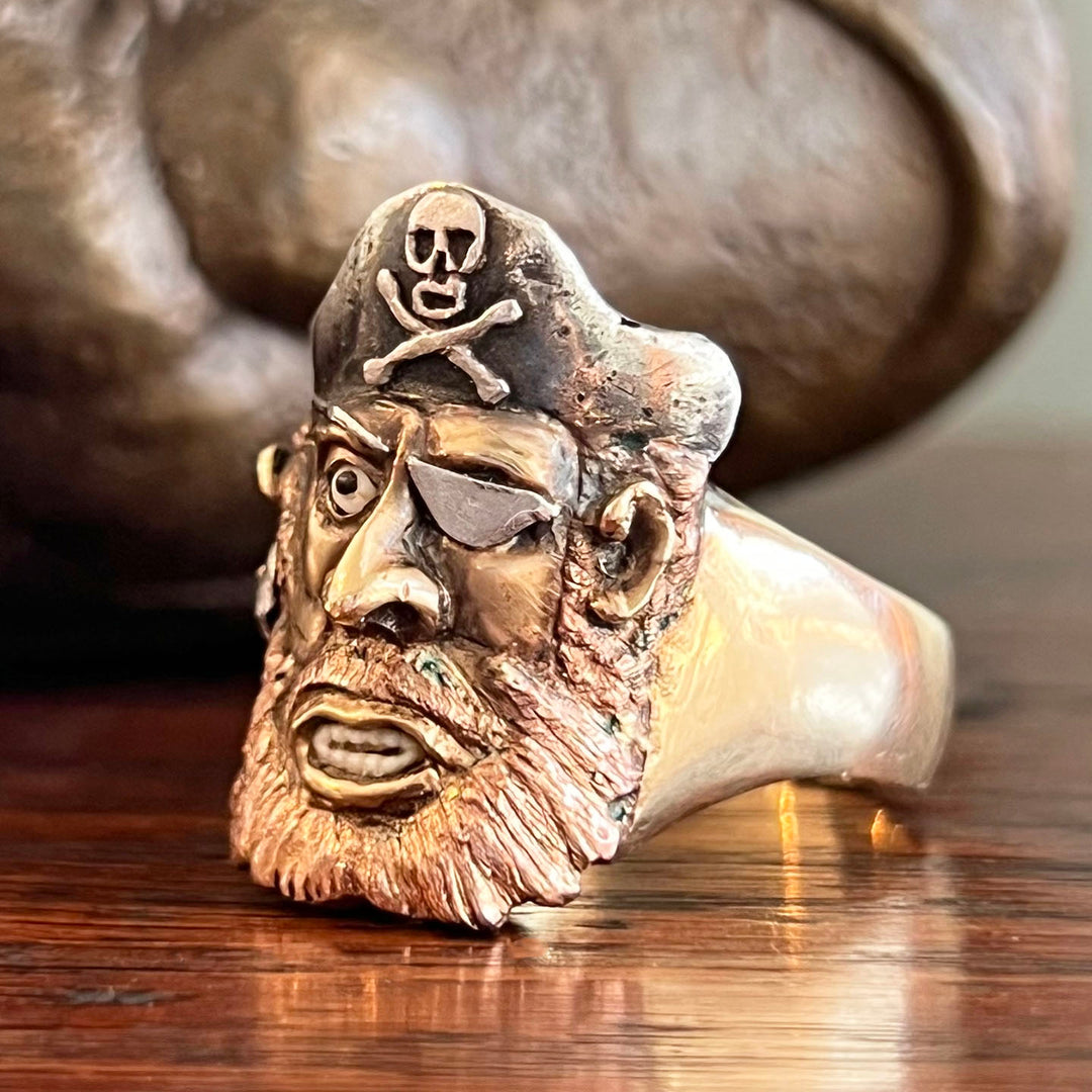 Vintage Pirate Men’s Ring, Heavy 15k Gold