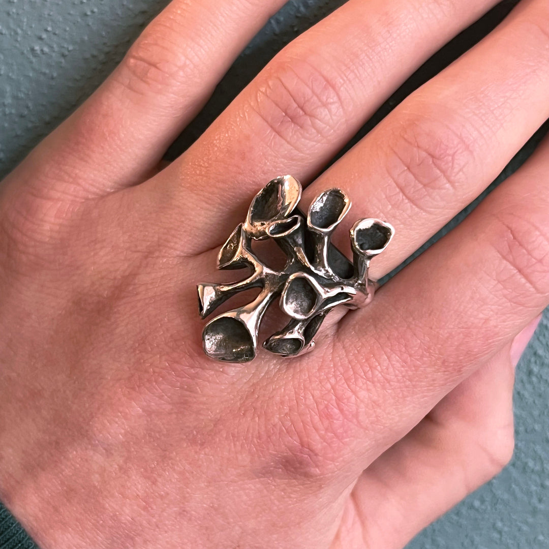 Vintage Silver Hannu Ikonen Reindeer Moss Ring