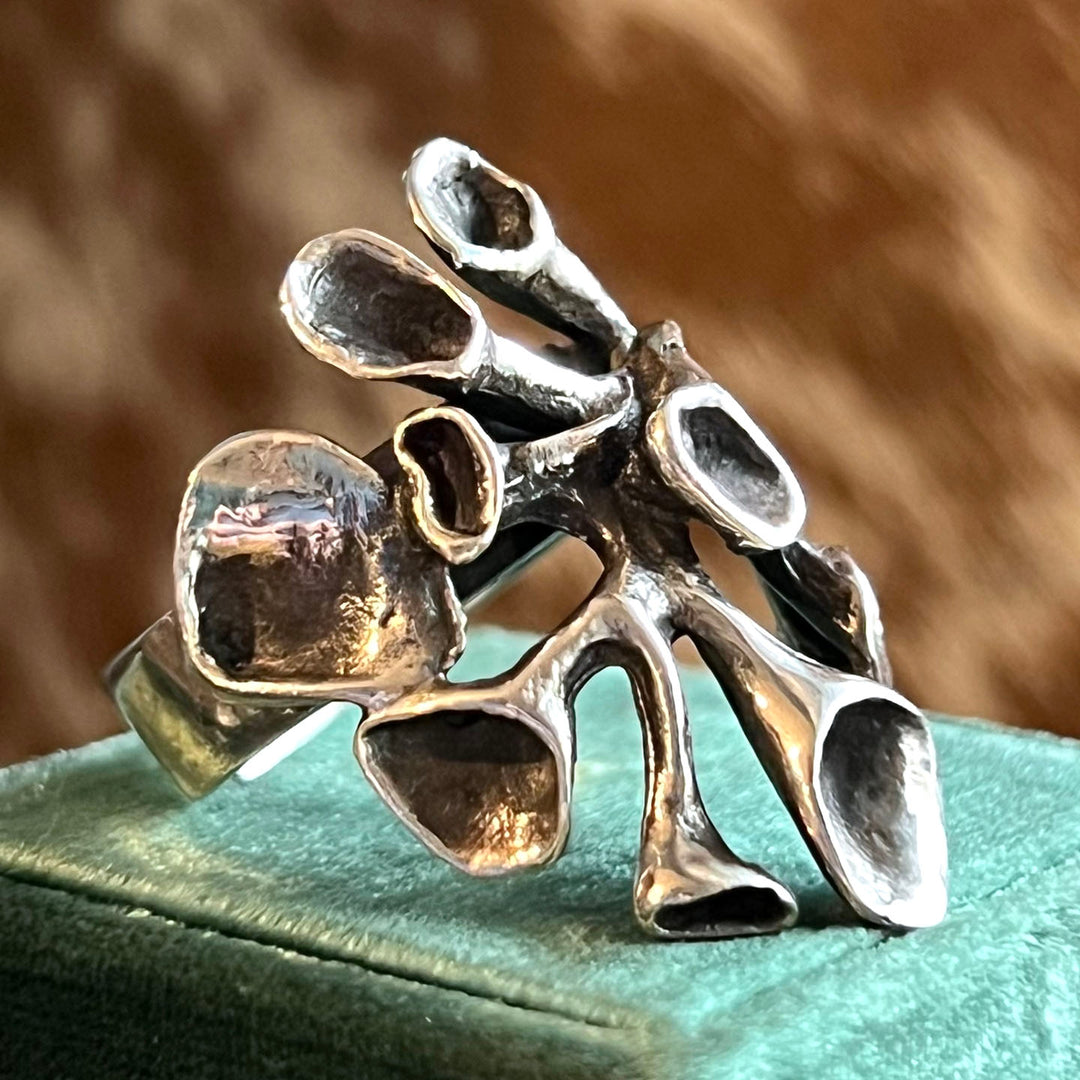Vintage Silver Hannu Ikonen Reindeer Moss Ring