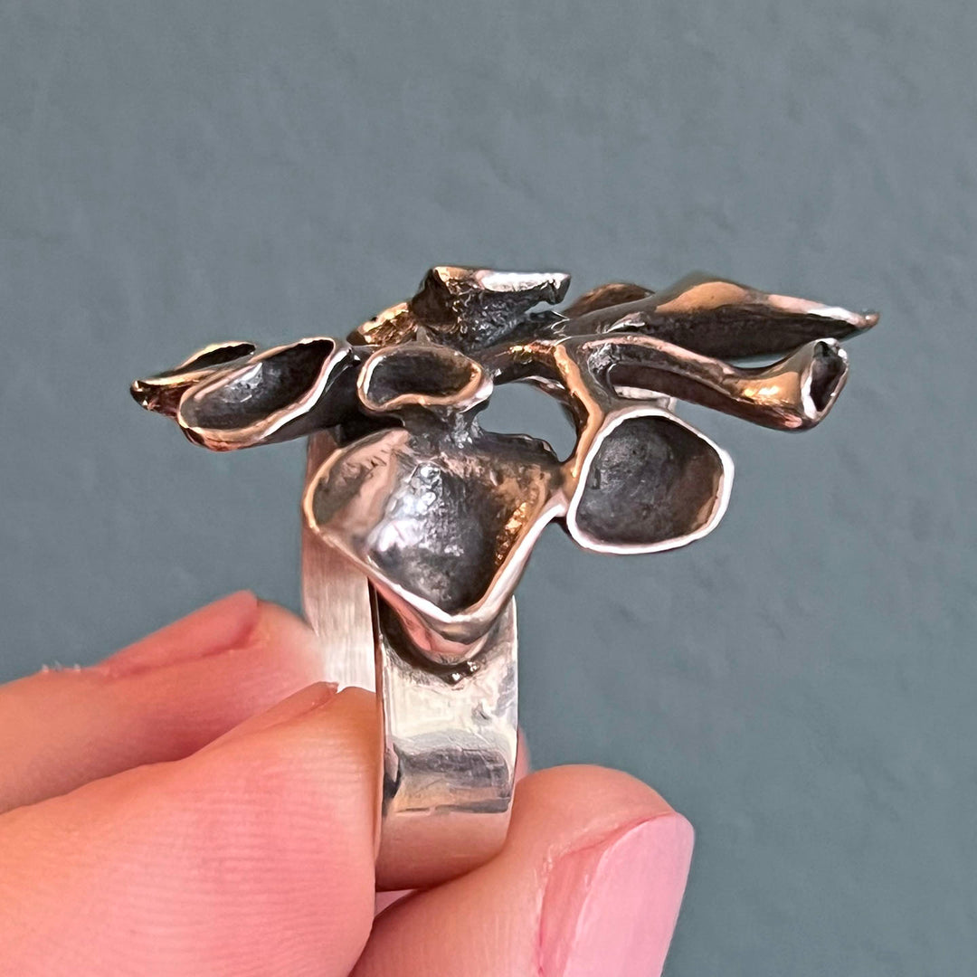 Vintage Silver Hannu Ikonen Reindeer Moss Ring