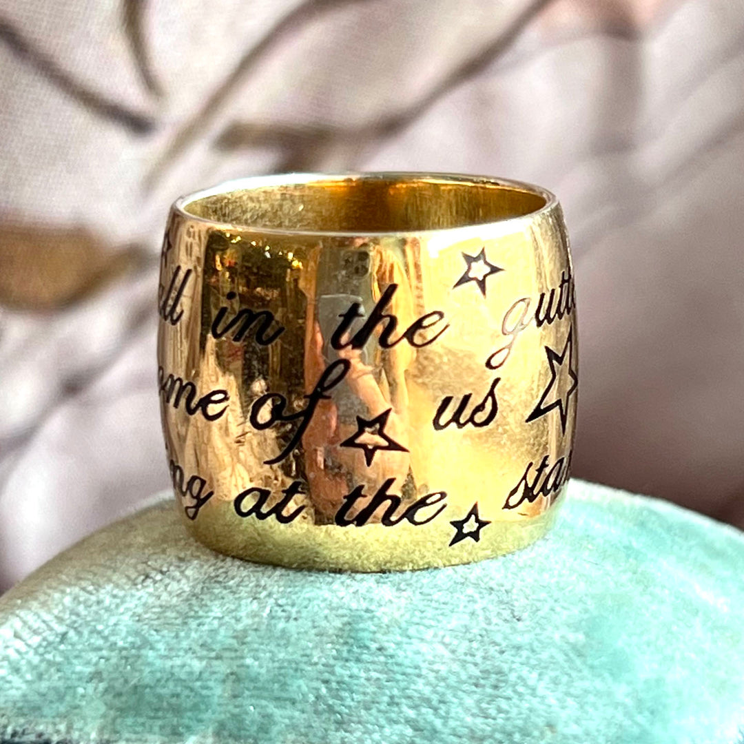 Vivienne Westwood Vintage Silver Gilt Ring - 'We are all in the gutter, but some of us are looking at the stars'-Oscar Wilde