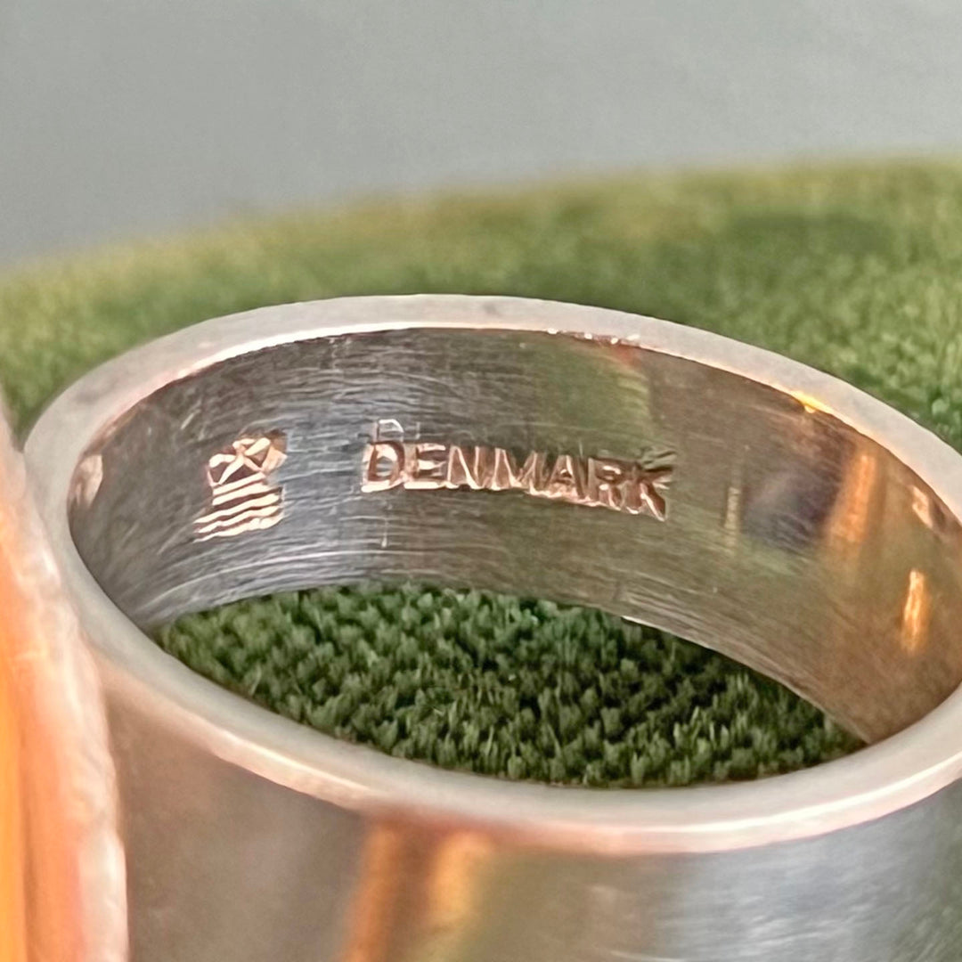 Vintage Silver Porcelain Ring Royal Copenhagen