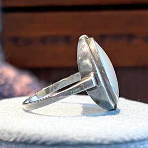 Antique Arts and Crafts Ring Silver Mother of Pearl c. 1910