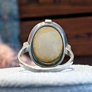Antique Arts and Crafts Ring Silver Mother of Pearl c. 1910