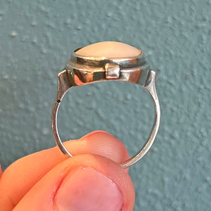 Antique Arts and Crafts Ring Silver Mother of Pearl c. 1910