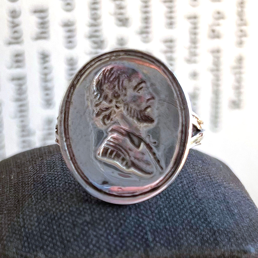 Antique Georgian Silver Shakespeare Ring Boxed c. 1720